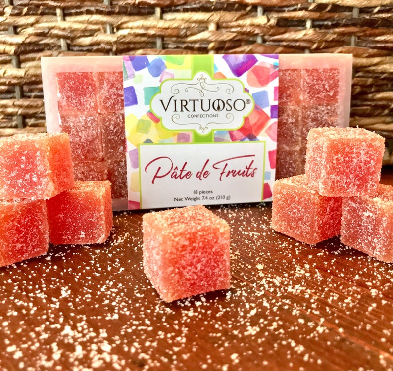 Guava Pate de Fruits: 18-Piece/7.5oz French-style Pate de Fruits Medium Size Fruit Candy Fruit Paste Vegan Candy Gift image 1