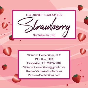 Strawberry Caramels: 4oz Paris Caramels Fruit Caramels Gourmet Caramels Gourmet Candy Gift image 10