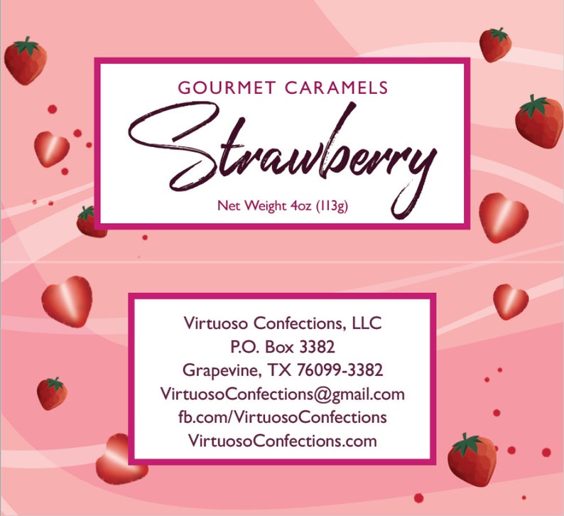 Strawberry Caramels: 4oz Paris Caramels Fruit Caramels Gourmet Caramels Gourmet Candy Gift image 10