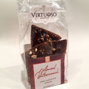 English Toffee: 4oz Buttercrunch Toffee Dark Chocolate Almond Buttercrunch Milk Chocolate Almond Buttercrunch Toffee Gift image 8