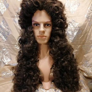 LOUIS XVI LONG natural dark brown men's wig. Baroque, knight, sun king