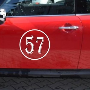 Twee x 10 "Classic Circle Rally Nummer zijspan deur kofferbak Racing Sticker Vinyl Aangepaste woorden gepersonaliseerde grafische ontwerp Belettering drift RS