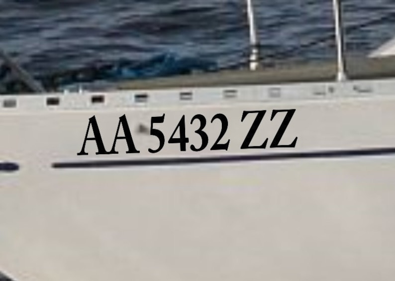 2 X Boat Registration Numbers Stickers Vessel Number Decals Etsy