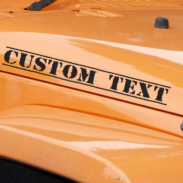 Set of TWO custom text fender Decals Fits Jeep Wrangler Custom Words Text  TJ JK cj yj  vinyl Personalized Graphics design Lettering