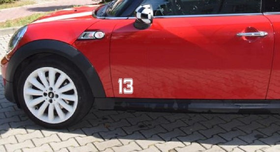 12/" Circle Rally side car Door Number JDM Mini VW Racing Sticker Vinyl Decal
