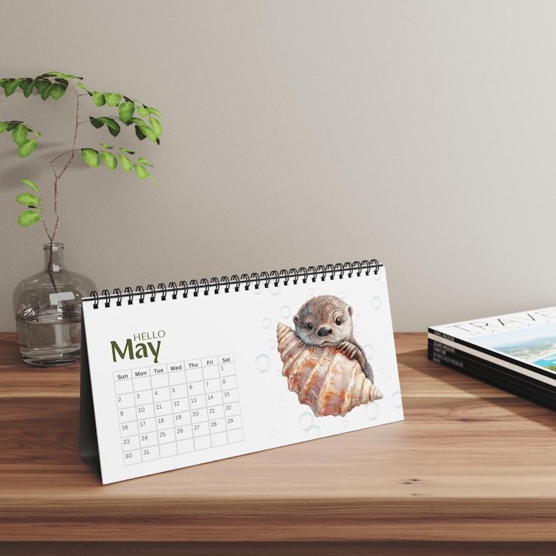 2027 Otter Lovers Desktop Calendar – Watercolour Animal Planner, Home Office Decor image 3