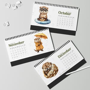 2027 Otter Lovers Desktop Calendar – Watercolour Animal Planner, Home Office Decor image 8