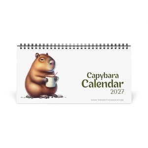 Cartoon Capybara Desktop Calendar 2027 | Relaxed Animal Desk Decor, Monthly Planner