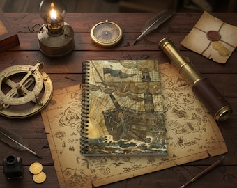 Vintage Sailing Ship Spiral Notebook | Ruled Journal