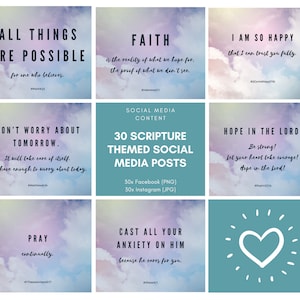 Social Media Posts / Facebook & Instagram / Set of 30 Scriptures - Ready to Post