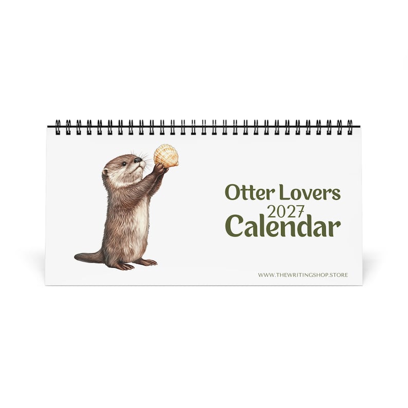 2027 Otter Lovers Desktop Calendar – Watercolour Animal Planner, Home Office Decor image 1