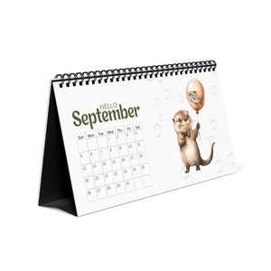 2027 Otter Lovers Desktop Calendar – Watercolour Animal Planner, Home Office Decor image 2