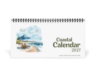 Coastal Beach Watercolor Calendar 2027 | Desk Decor, Office Organizer