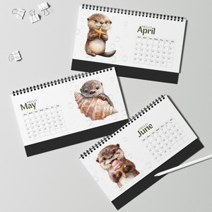 2027 Otter Lovers Desktop Calendar – Watercolour Animal Planner, Home Office Decor image 6