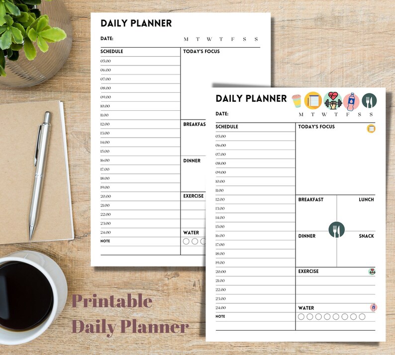 Printable Daily Planner / Habit Tracker / Schedule Etsy Canada