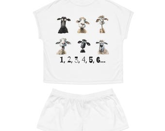 Zabawny komplet piżamowy z owcami: wygodna damska bielizna nocna i domowa