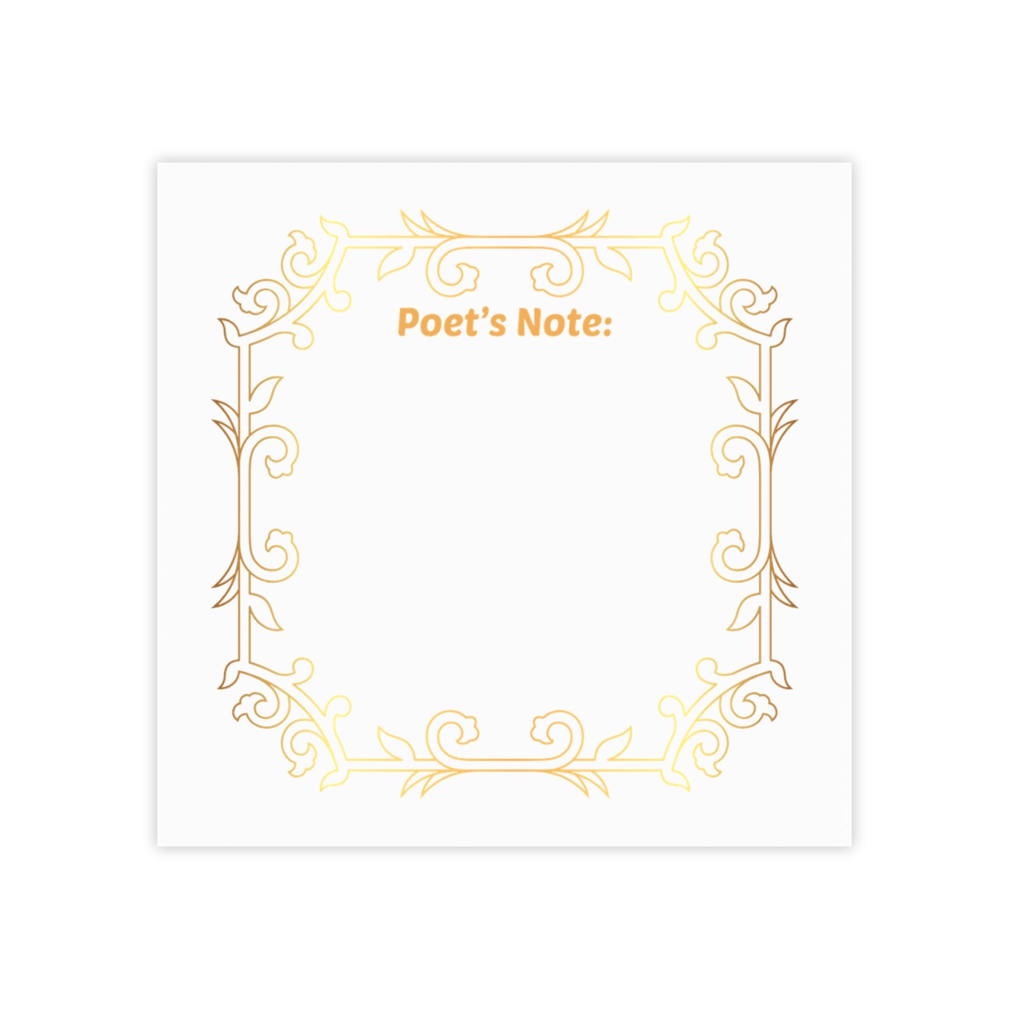 Poet's Note Decorative Frame Post-it Note Pad | Gold Floral Sticky ...