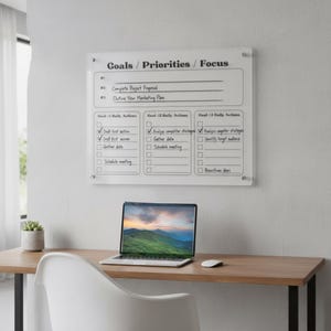 Acrylic Goal Tracker Board, Minimalist Office Decor (20x16 in)