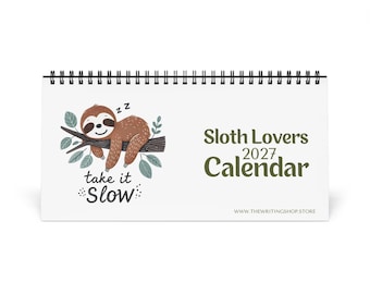 Calendario de escritorio 2027 para amantes de los perezosos: Tómalo con calma, decoración inspirada en la naturaleza.