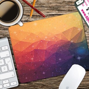Space Mouse pad Co worker Gift Mat Beautiful Design Black Galaxy Geometric D9 Mousepad /& Coaster Set Blue Round or Rectangle