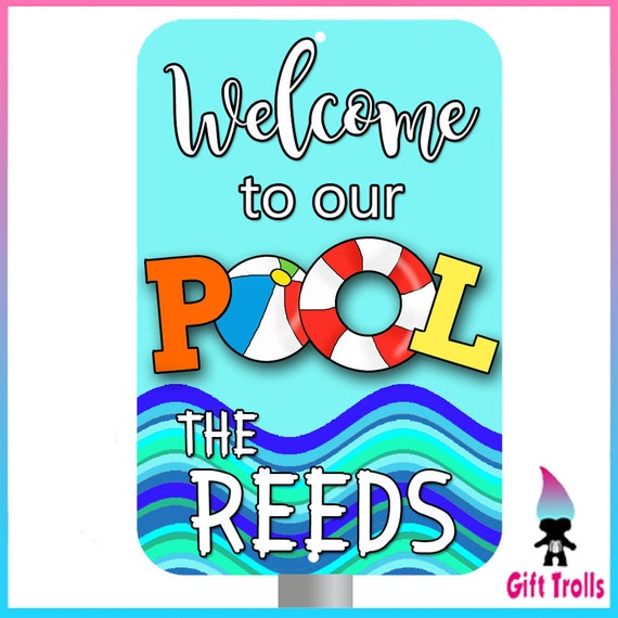 to Our Pool Sign Design1 Custom Family Name Metal Etsy