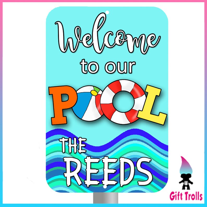 to Our Pool Sign Design1 Custom Family Name Metal Etsy