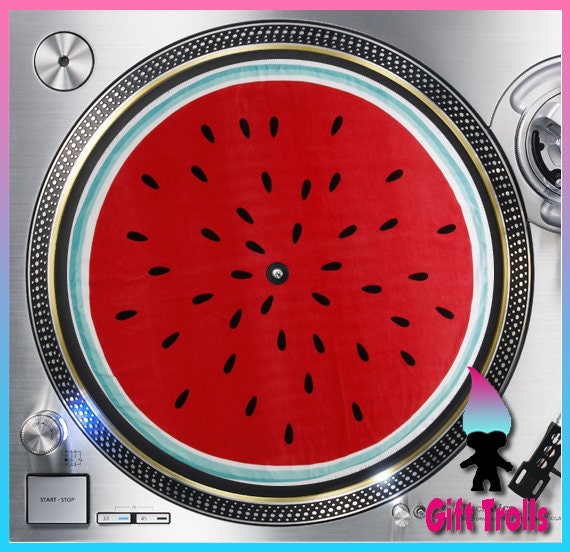 16oz Felt w Glazed Bottom Pink and White Stripes Turntable Slipmat 12 LP Record Player DJ Slipmat
