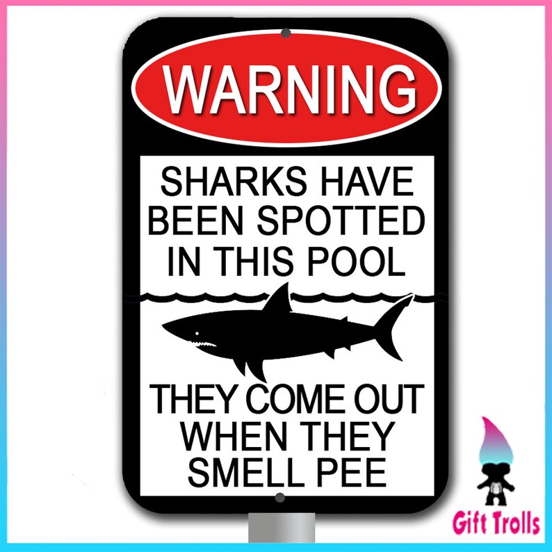 Warning Pool Sign Sharks have been spotted in this Pool Etsy