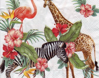 3 Servietten Afrika Jungle Parc Giraffe Frauen Safari Napkin
