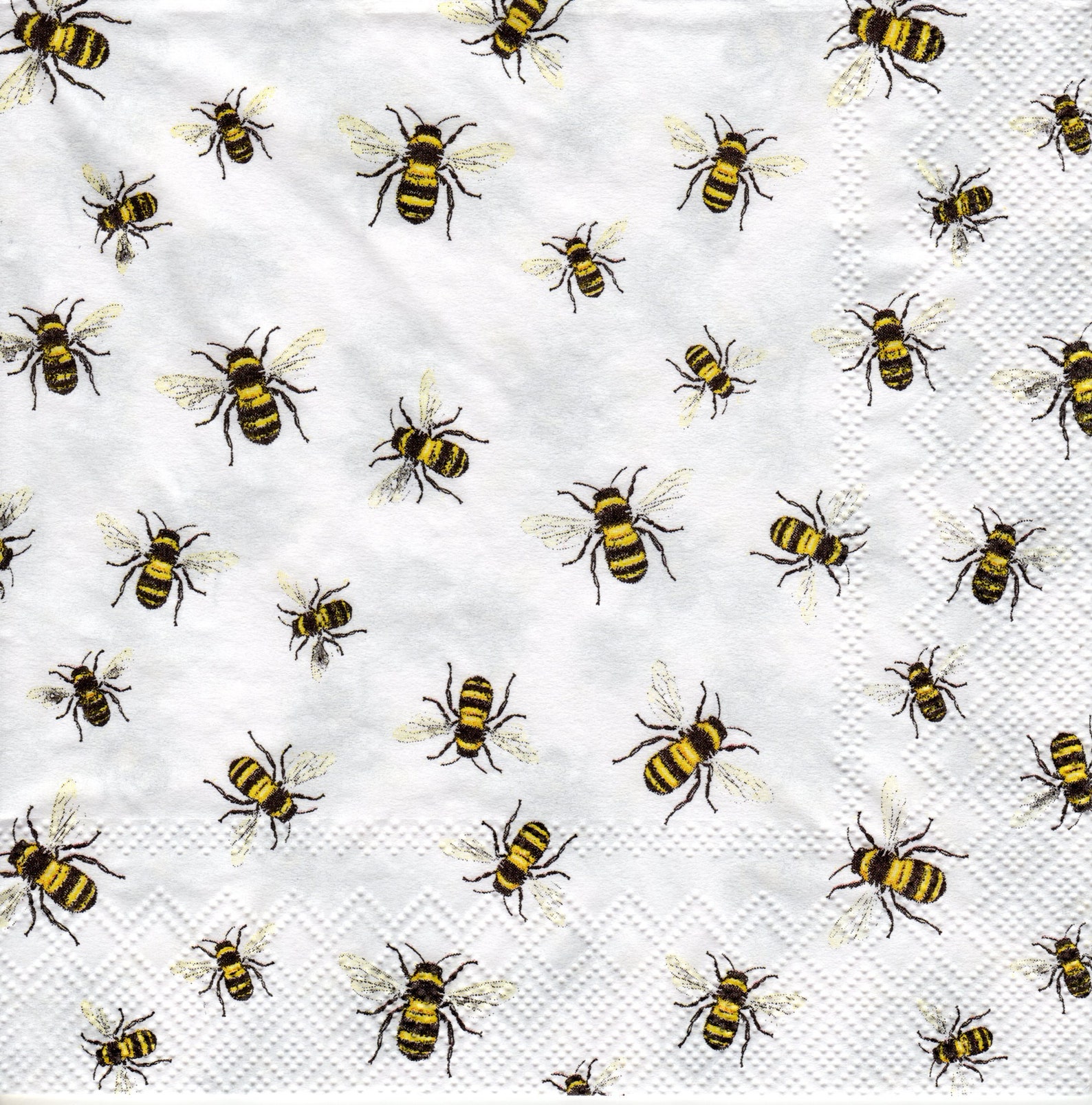 4 x Decoupage Paper Napkins LOVELY BEES WHITE Etsy