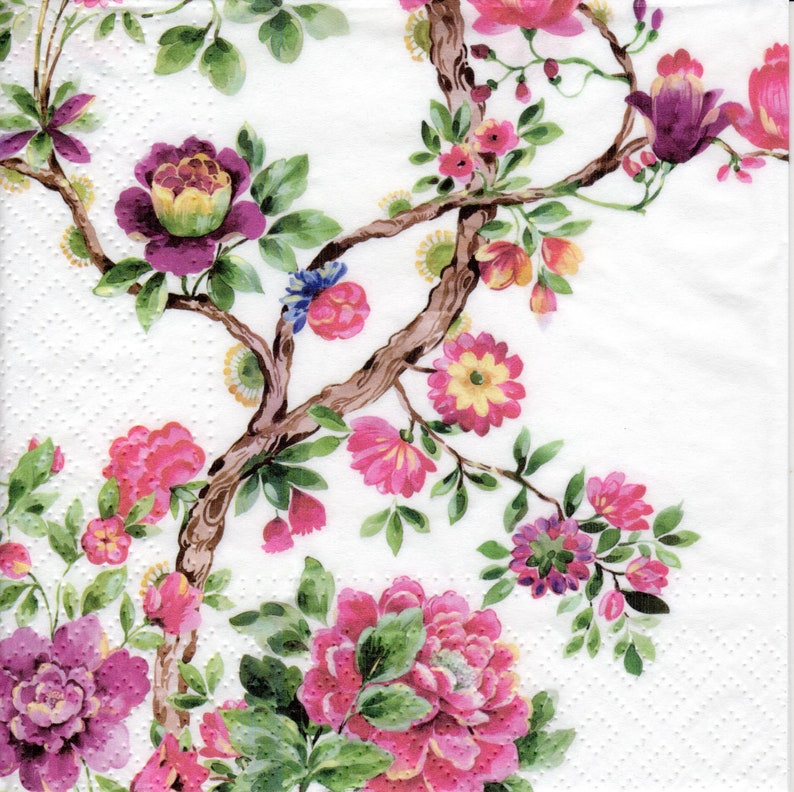 4 x Decoupage Paper Napkins JAPANESE GARDEN Floral Flowers Etsy