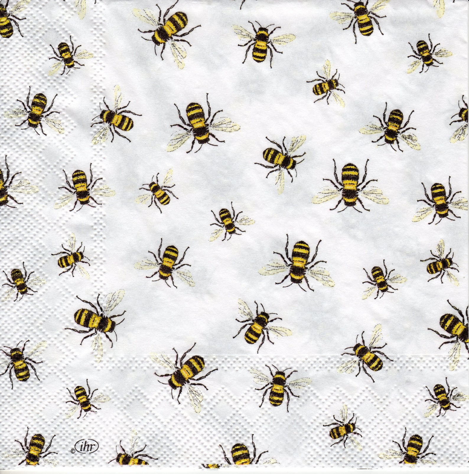 4 x Decoupage Paper Napkins LOVELY BEES WHITE Etsy