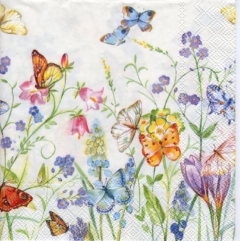 4 x Paper Napkins for Decoupage BUTTERFLIES /& BLOSSOMS Flowers Floral
