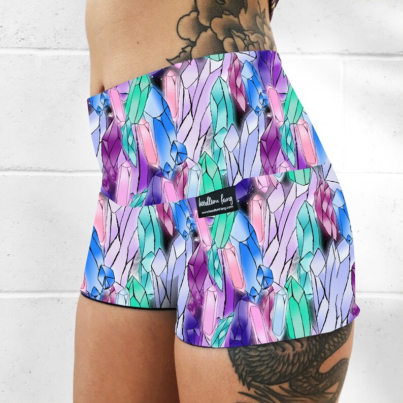 Crystals Fold Over Shorts. Pole Dance Shorts. Pole Fitness Etsy