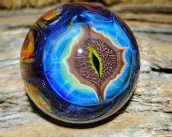 Dragon's eye of time #4 24k gold fumed handmade borosilicate glass marble.Dr Sawfish 2024