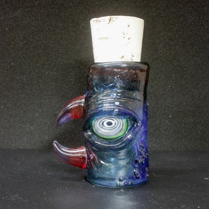 Squeaky beak bird handmade borosilicate shotglass / jar.Dr Sawfish 2023