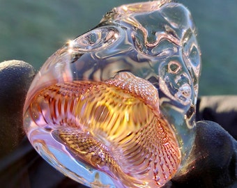 クラシックな 24K ゴールド スカル、手作りのホウケイ酸ガラス