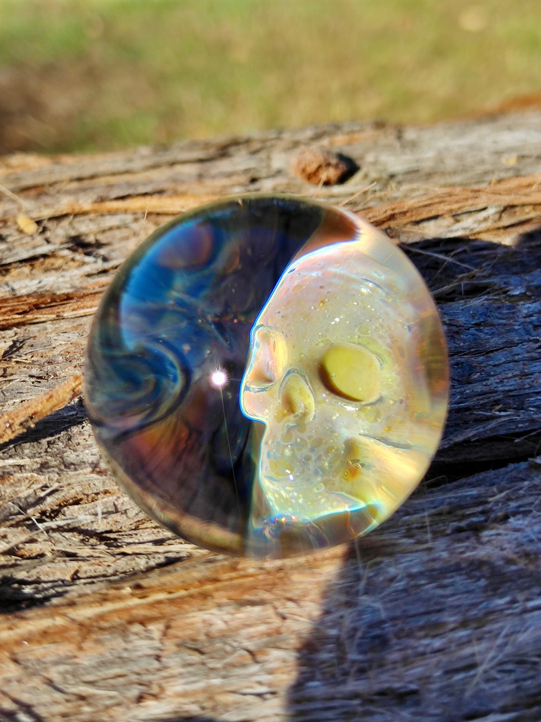 Classic Bone Colour Skull Handmade Borosilicate Glass Marble