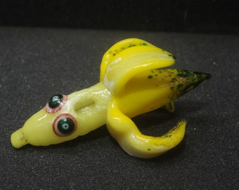 Homeless wasted life gutterman banana.Handmade borosilicate art glass sculpture.Dr Sawfish 2022