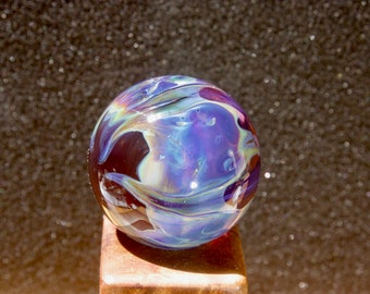 Purple fire fantasy.Handmade borosilicate glass marble.Dr Sawfish 2024.