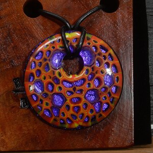 Arubis 2-sacred talisman glass pendant,fused dichroic glass by Dr Sawfish 2023