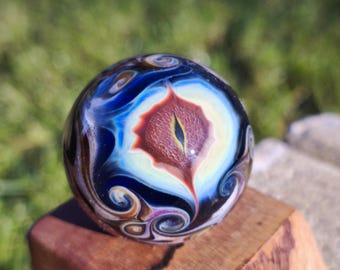 Dragon's eye of moon fog handgemaakt borosilicaatglasmarmer.Dr Sawfish 2026