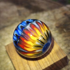 Striper fire blast handmade borosilicate glass marble.Dr Sawfish 2026.