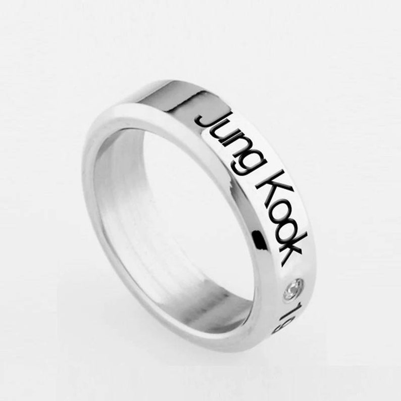 HENJOY BTS Bangtan Boys band stainless steel name engraved rings one size jungkook Rm jimin jin suga j-hope image 2