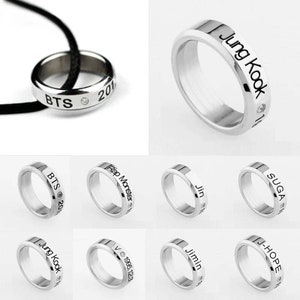 HENJOY BTS Bangtan Boys band stainless steel name engraved rings one size jungkook Rm jimin jin suga j-hope image 5
