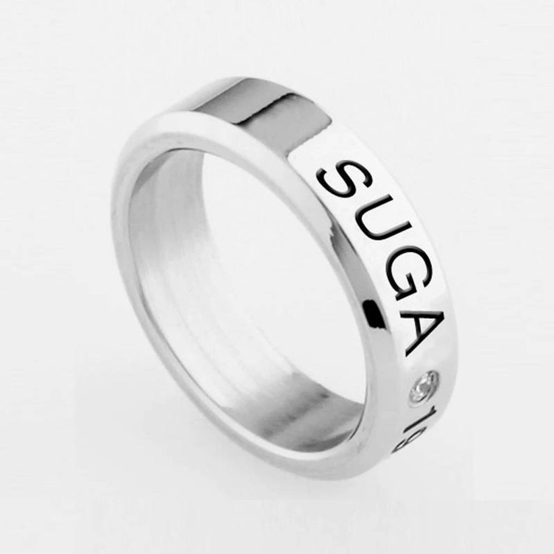 HENJOY BTS Bangtan Boys band stainless steel name engraved rings one size jungkook Rm jimin jin suga j-hope image 6