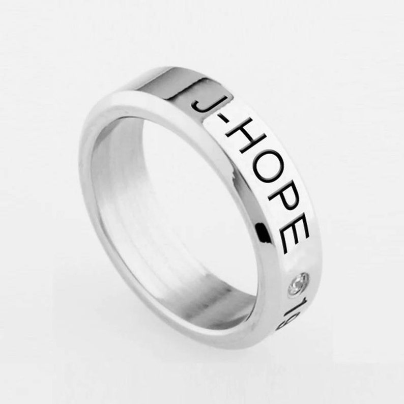 HENJOY BTS Bangtan Boys band stainless steel name engraved rings one size jungkook Rm jimin jin suga j-hope image 3