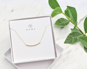 Curved Bar Necklace, Gold curved bar necklace, Tube necklace, simple gold necklace, dainty necklace, necklaces for women, necklace for her,2