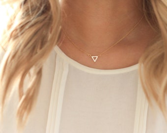 Triangle Necklace, Tiny Triangle Necklace, Gold Triangle, Dainty Necklace, Simple Gold Necklace, Necklaces for women gold, simple necklace