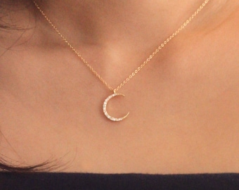 Crescent Moon Necklace, Gold moon necklace, Moon Necklace, Half Moon, Moon Pendant, Simple Necklace, Dainty Necklace, Necklaces for Women, 2